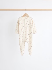 Caramel Brown 100% Cotton Two Way Zip Baby Sleepsuits 5 Pack (0-2yrs) - Image 5 of 12