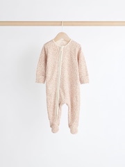 Caramel Brown 100% Cotton Two Way Zip Baby Sleepsuits 5 Pack (0-2yrs) - Image 7 of 12