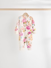 Orange Floral Baby Footless 100% Cotton Sleepsuits 4 Pack (0mths-3yrs) - Image 2 of 12