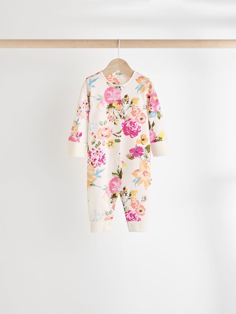 Orange Floral Baby Footless 100% Cotton Sleepsuits 4 Pack (0mths-3yrs) - Image 2 of 12
