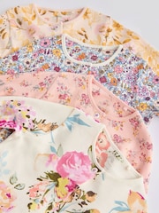 Orange Floral Baby Footless 100% Cotton Sleepsuits 4 Pack (0mths-3yrs) - Image 8 of 12