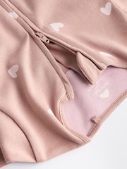 Brown/Pink Two Way Zip 100% Cotton Baby Sleepsuits (0mths-3yrs) - Image 10 of 13