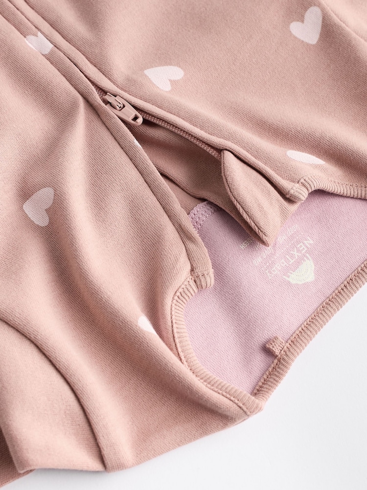 Marron/rose - Combinaisons de nuit pour bébés (0mois-3ans) avec fermeture éclair à double sens 100% coton - Image 10 of 13