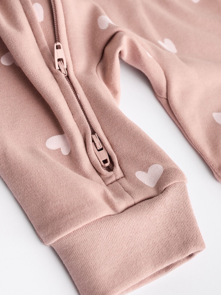 Marron/rose - Combinaisons de nuit pour bébés (0mois-3ans) avec fermeture éclair à double sens 100% coton - Image 11 of 13