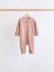 Brown/Pink Two Way Zip 100% Cotton Baby Sleepsuits (0mths-3yrs) - Image 2 of 13