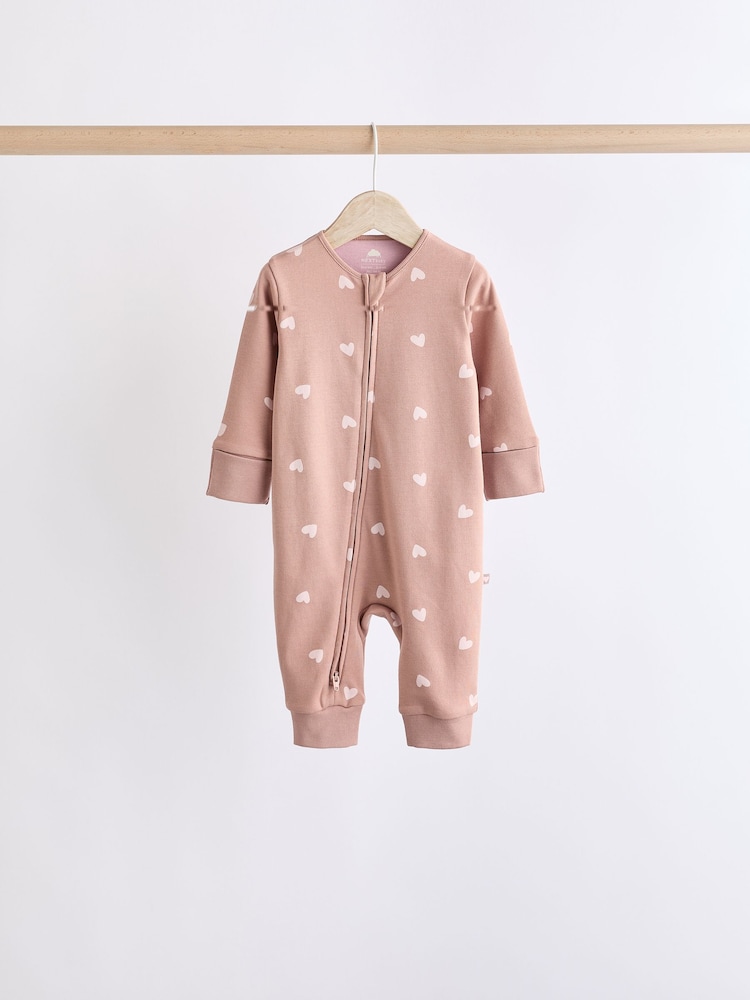 Brown/Pink Two Way Zip 100% Cotton Baby Sleepsuits (0mths-3yrs) - Image 2 of 13