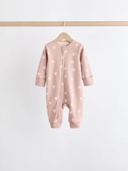 Brown/Pink Two Way Zip 100% Cotton Baby Sleepsuits (0mths-3yrs) - Image 4 of 13