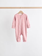 Brown/Pink Two Way Zip 100% Cotton Baby Sleepsuits (0mths-3yrs) - Image 5 of 13