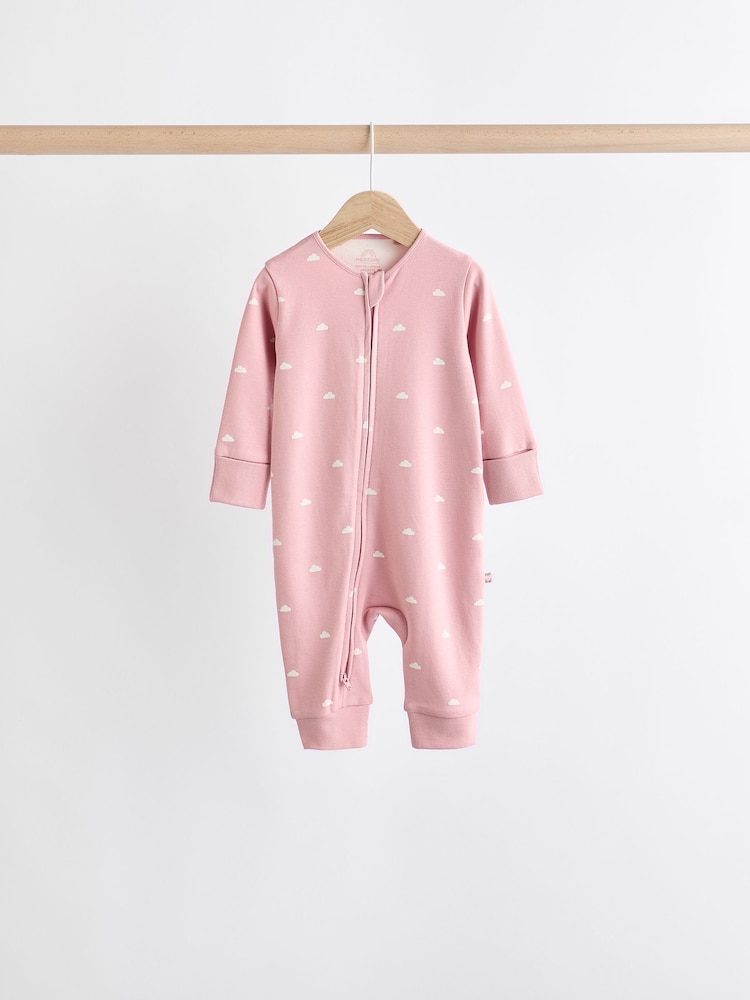 Marron/rose - Combinaisons de nuit pour bébés (0mois-3ans) avec fermeture éclair à double sens 100% coton - Image 5 of 13
