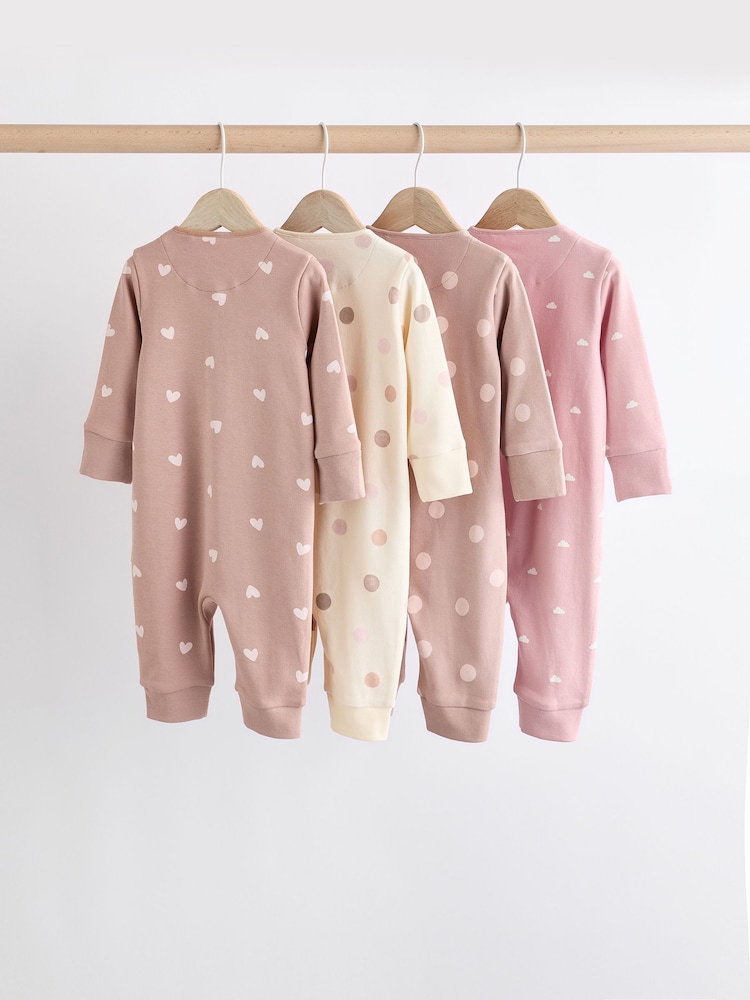 Marron/rose - Combinaisons de nuit pour bébés (0mois-3ans) avec fermeture éclair à double sens 100% coton - Image 6 of 13