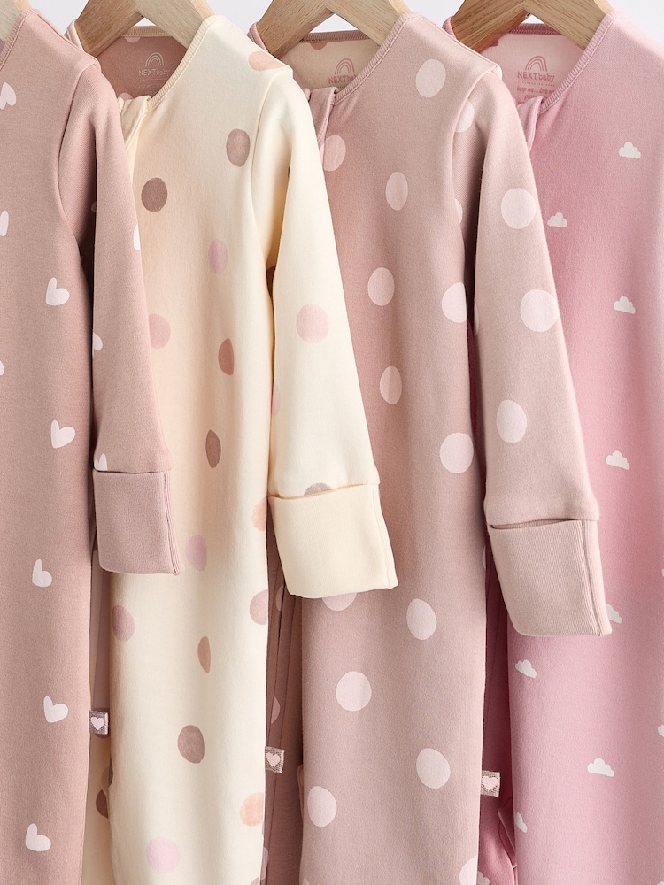Marron/rose - Combinaisons de nuit pour bébés (0mois-3ans) avec fermeture éclair à double sens 100% coton - Image 8 of 13