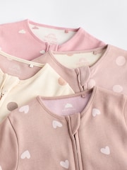 Brown/Pink Two Way Zip 100% Cotton Baby Sleepsuits (0mths-3yrs) - Image 9 of 13