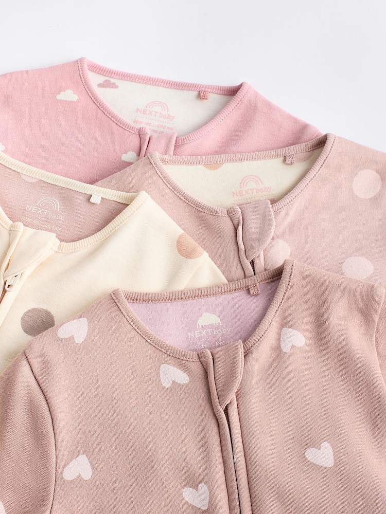 Marron/rose - Combinaisons de nuit pour bébés (0mois-3ans) avec fermeture éclair à double sens 100% coton - Image 9 of 13