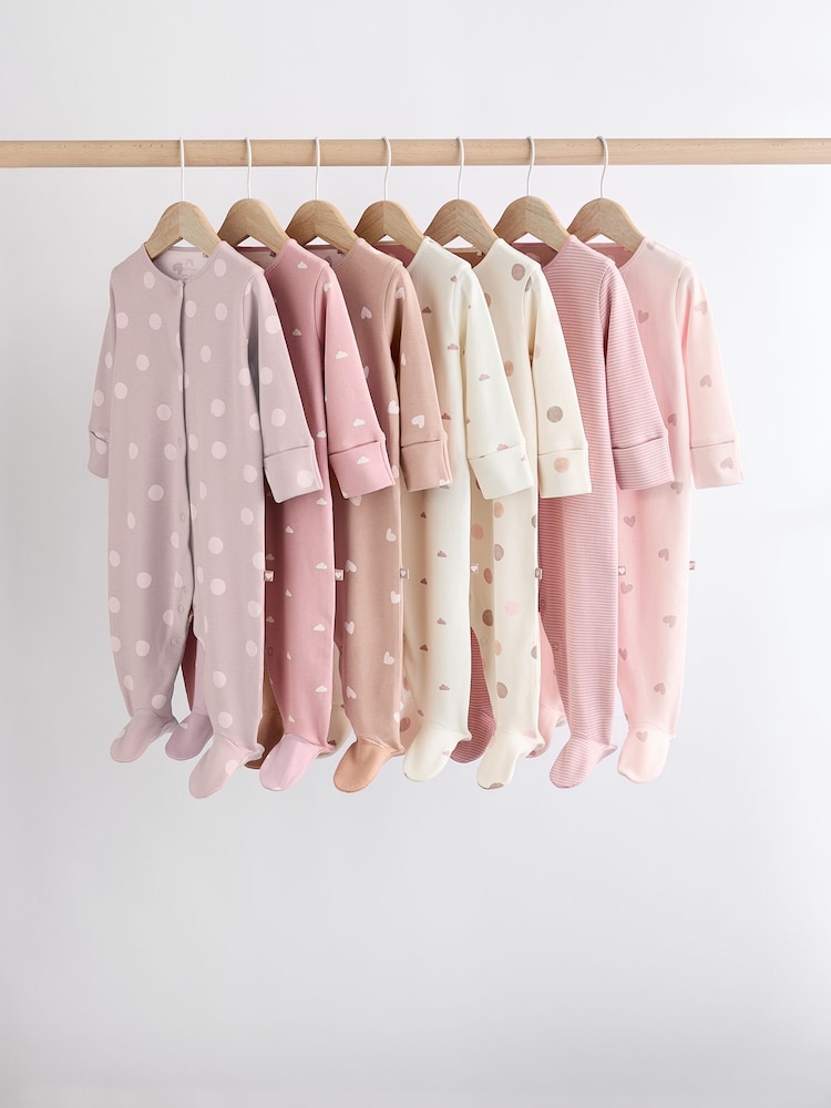 Pink 7 Pack Baby Sleepsuits (0mths-3yrs) - Image 1 of 17