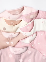 Pink 7 Pack Baby Sleepsuits (0mths-3yrs) - Image 4 of 17