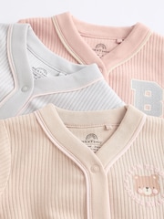 Pink/Grey Baby 100% Cotton Footless Sleepsuits 3 Pack (0mths-3yrs) - Image 10 of 14
