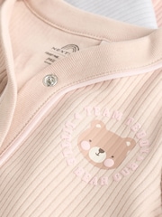 Pink/Grey Baby 100% Cotton Footless Sleepsuits 3 Pack (0mths-3yrs) - Image 11 of 14