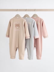 Pink/Grey Baby 100% Cotton Footless Sleepsuits 3 Pack (0mths-3yrs) - Image 2 of 14