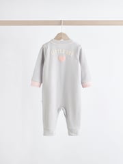 Pink/Grey Baby 100% Cotton Footless Sleepsuits 3 Pack (0mths-3yrs) - Image 6 of 14