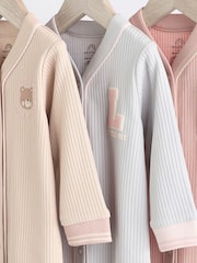 Pink/Grey Baby 100% Cotton Footless Sleepsuits 3 Pack (0mths-3yrs) - Image 9 of 14