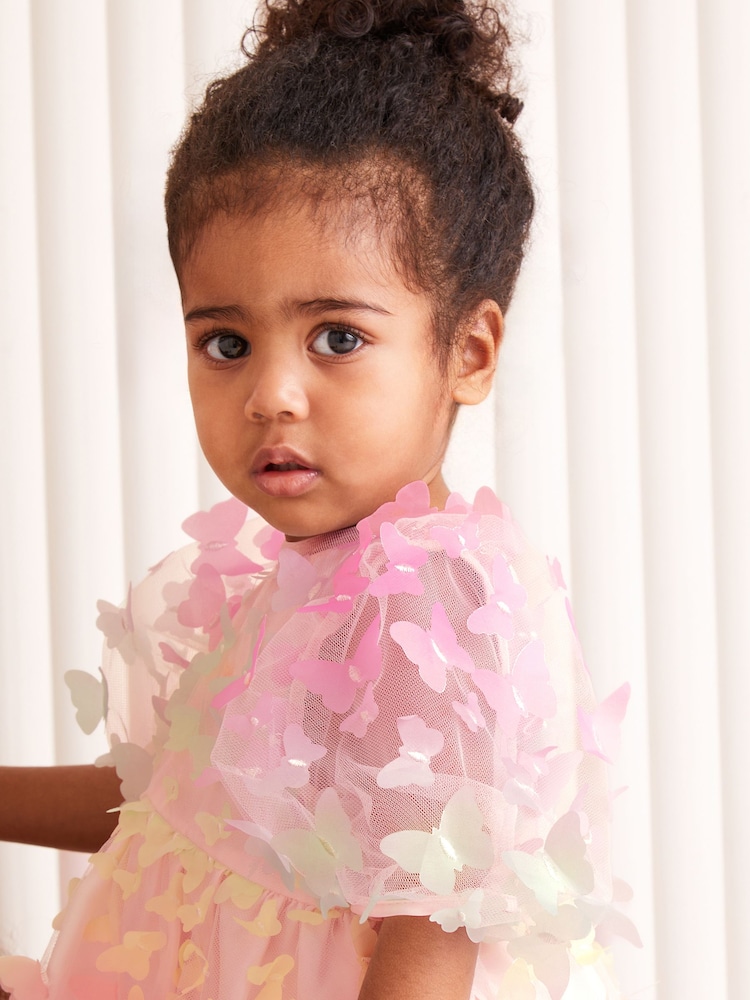 Lipsy Pink 3D Rainbow Butterfly Dress (3mths-5yrs) - Image 4 of 4