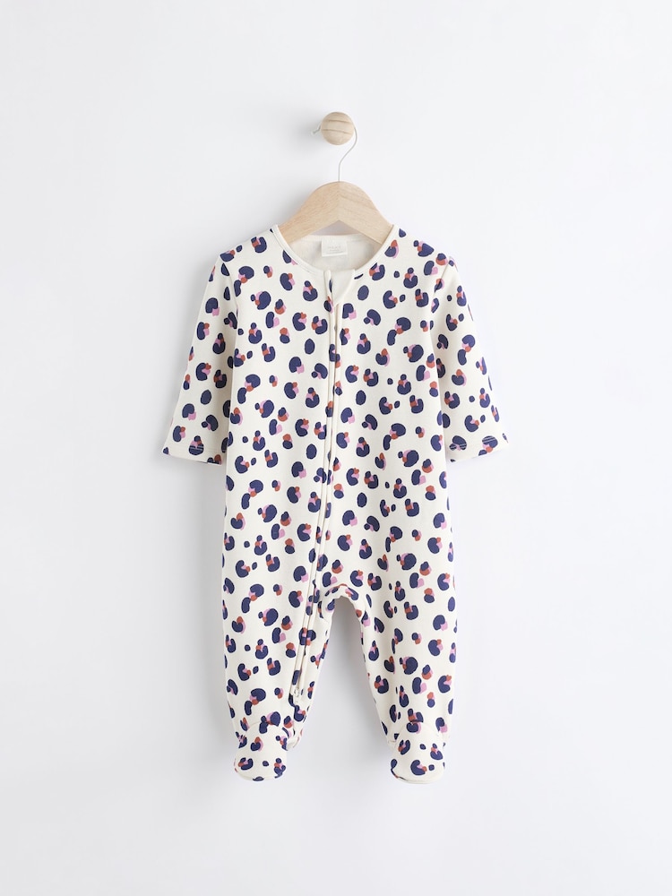 Cream Two Way Zip Fleece Lined Baby Sleepsuit - Image 1 of 9