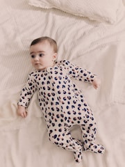Cream Two Way Zip Fleece Lined Baby Sleepsuit - Image 2 of 9