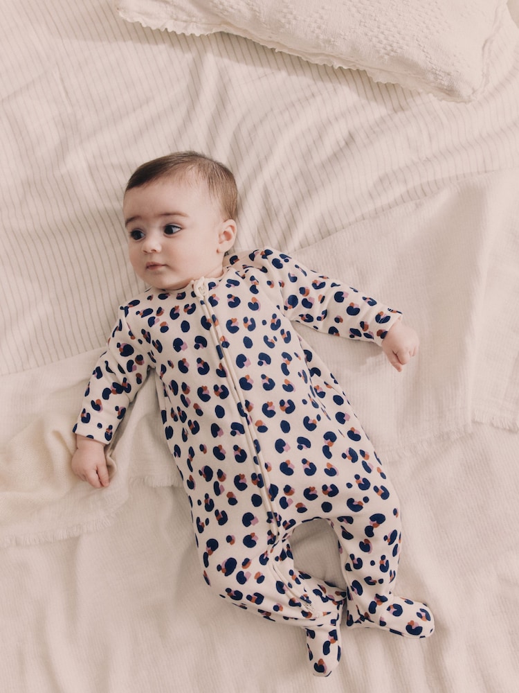 Cream Two Way Zip Fleece Lined Baby Sleepsuit - Image 2 of 9