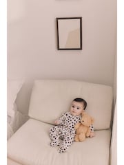 Cream Two Way Zip Fleece Lined Baby Sleepsuit - Image 3 of 9