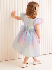 Lipsy Pink/ Blue/ Purple Rainbow Organza Occasion Dress (3mths-2yrs) - Image 3 of 4