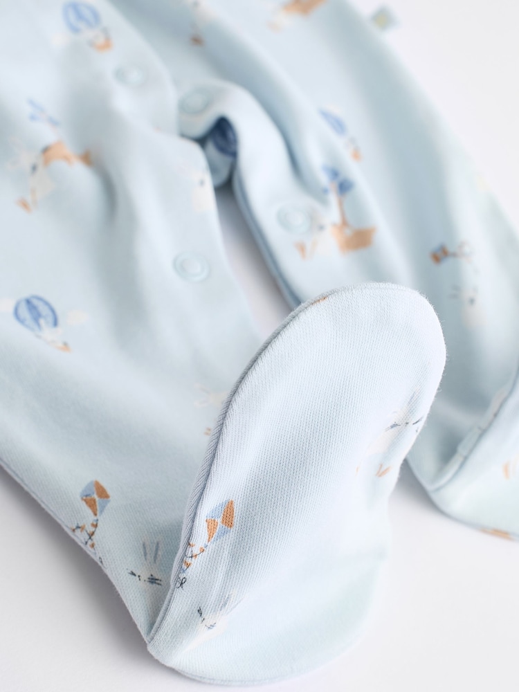 Blue Delicate Elephant Baby Embroidered Sleepsuits 3 Pack (0-2yrs) - Image 13 of 13