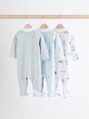 Blue Delicate Elephant Baby Embroidered Sleepsuits 3 Pack (0-2yrs) - Image 2 of 13