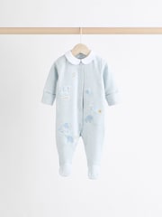Blue Delicate Elephant Baby Embroidered Sleepsuits 3 Pack (0-2yrs) - Image 3 of 13