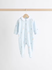 Blue Delicate Elephant Baby Embroidered Sleepsuits 3 Pack (0-2yrs) - Image 5 of 13