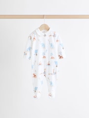 Blue Delicate Elephant Baby Embroidered Sleepsuits 3 Pack (0-2yrs) - Image 6 of 13