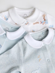 Blue Delicate Elephant Baby Embroidered Sleepsuits 3 Pack (0-2yrs) - Image 8 of 13