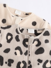 Neutral Animal Baby Microfleece Zip Sleepsuits 2 Pack - Image 7 of 10