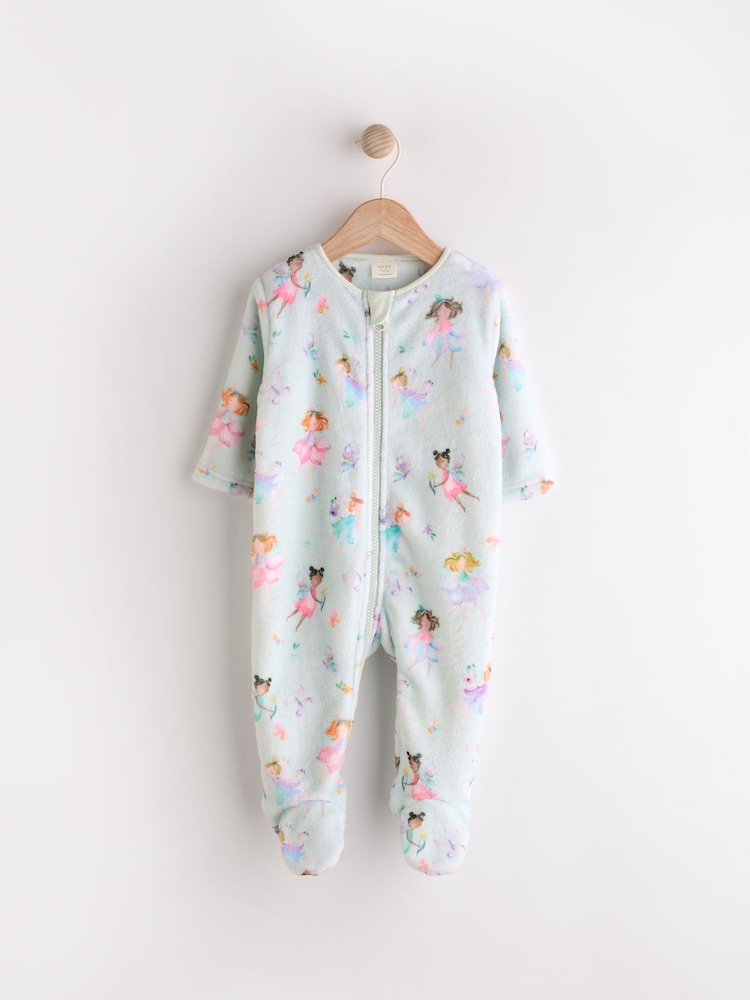 Mint Green Fairy Baby Zip Fleece Sleepsuit - Image 1 of 7