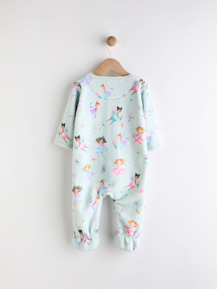 Mint Green Fairy Baby Zip Fleece Sleepsuit - Image 2 of 7