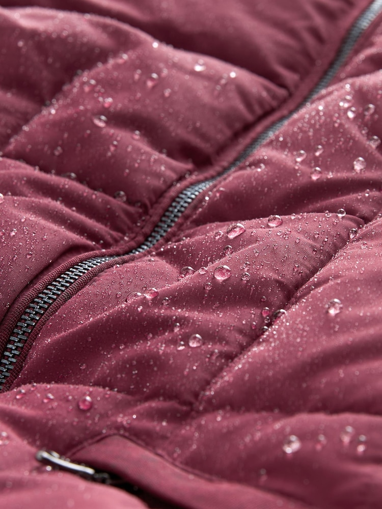 Burgundy Shower Resistant Padded Puffer Hooded Mid Length Coat - Image 3 of 3