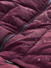 Burgundy Shower Resistant Padded Puffer Hooded Mid Length Coat - Image 9 of 10