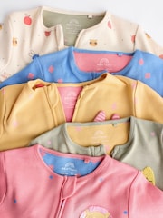 Multi Baby Footless Two Way Zipped 100% Cotton Sleepsuits 5 Pack (0mths-3yrs) - Image 19 of 19