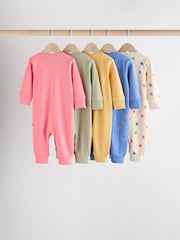 Multi Baby Footless Two Way Zipped 100% Cotton Sleepsuits 5 Pack (0mths-3yrs) - Image 2 of 19