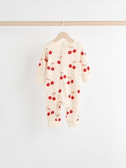 Red Cherry 4 Pack Two Way Zip 100% Cotton Baby Sleepsuits (0mths-3yrs) - Image 3 of 12