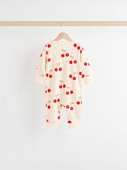 Red Cherry 4 Pack Two Way Zip 100% Cotton Baby Sleepsuits (0mths-3yrs) - Image 4 of 12