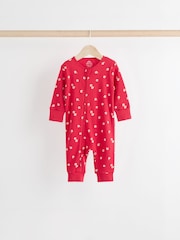 Red Cherry 4 Pack Two Way Zip 100% Cotton Baby Sleepsuits (0mths-3yrs) - Image 5 of 12