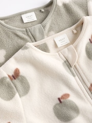 Sage Green 2 Pack Baby Microfleece Sleepsuits - Image 11 of 11