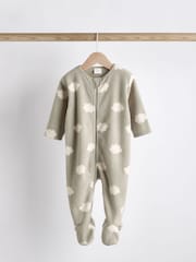 Sage Green 2 Pack Baby Microfleece Sleepsuits - Image 6 of 11