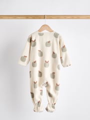 Sage Green 2 Pack Baby Microfleece Sleepsuits - Image 8 of 11
