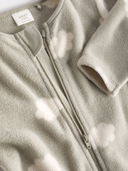Sage Green 2 Pack Baby Microfleece Sleepsuits - Image 9 of 11
